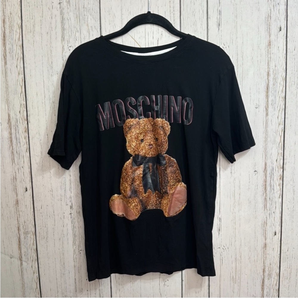 Moschino Black T-Shirt with Teddy Bear Design